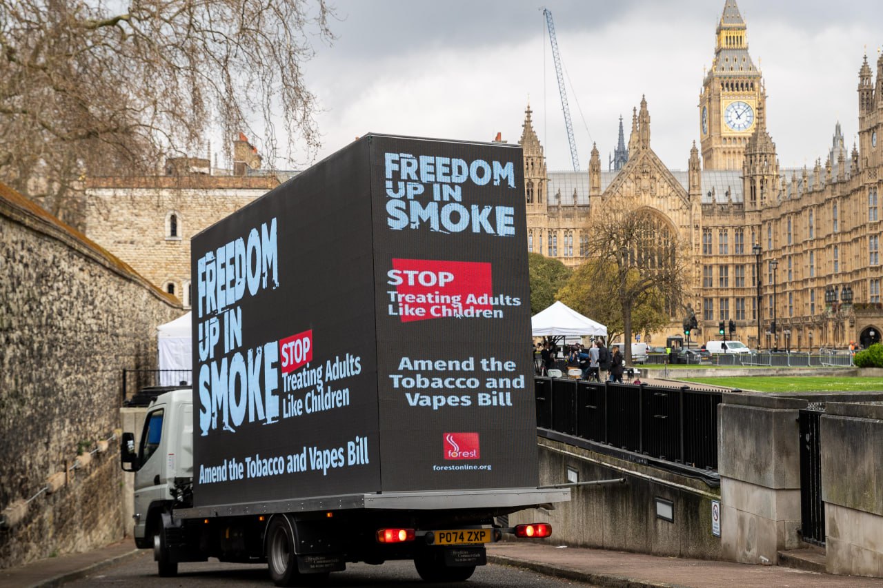 Forest campaign AdVan at Westminster and Big Ben